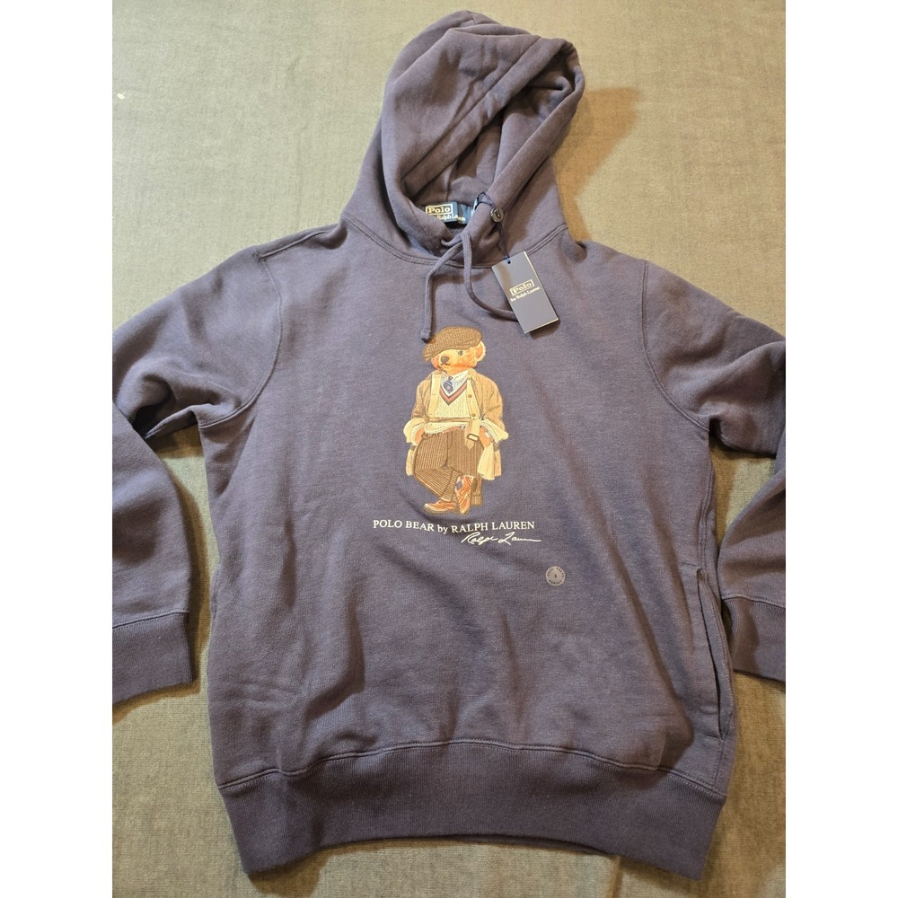 Polo Ralph Lauren Hoodie Mens S Blue Heritage Bear Fleece Pullover Sweatshirt